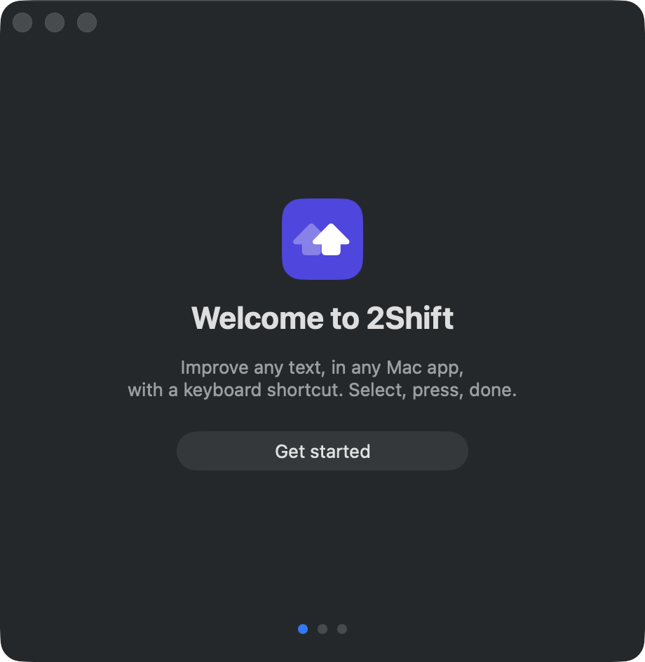 2Shift welcome screen